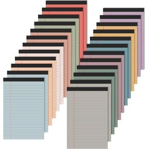 Lincia 24 Pcs 4" x 6" Legal Pad Writing Notepads Small Legal Pad College Ruled 30 Sheets Multiple Color Lined Note for Work 80 Gsm Paper for Grocery List Shopping List (Bright Color)