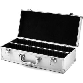 QWORK Coin Case, Aluminum Storage Box Coin Holder Coin Collector with 50 Slots, for PCGS/NGC Coin Plate, 1 Pack