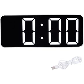 Zerodis Digital Clock, Simple White Digital Clock Large Flat Font Indoor Desk Clock Easy Clear Reading Digital Display Clock for Small Desk Bedroom Time Showing
