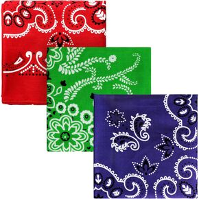 3Pcs Pure Cotton Bandanas, Holiday Gifts Handkerchief, Headband Scarf, Men & Women Face Mask Square Scarf Headwear (69X69CM)