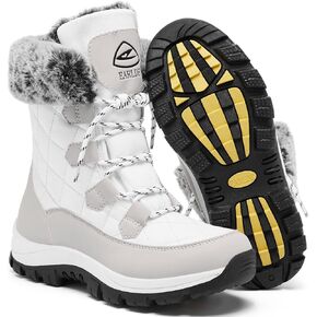 Women's Snow Boots Waterproof Mid-Calf Winter Boots | Non Slip Sole, Lightweight Midsole, Warm Fur Lined, Wind & Sand Proof, Lace Up, for Indoor & Outdoor Walking in Saudi Arabia