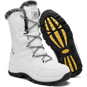 EARLDE Women’s Snow Boot With Waterproof Lace Up Mid-Calf Outdoor Winter Deep Tread Rubber Sole