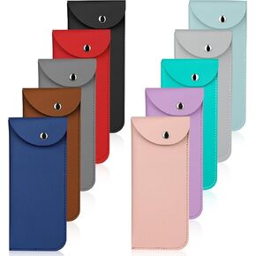 10 Pack Soft Eyeglass Case Assorted Colors Leather Glasses Case Portable Glasses Pouch Eyewear Glasses Bag for Women Men