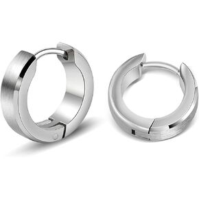 TGNEL Brushed Pure Titanium Earrings Hoops for Mens Women| Small Simple Plain Hoop Earring Nickel Free for Sensitive Ears