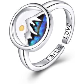 AOBOCO Mustard Seed Ring for Women 925 Sterling Silver Mountain Faith Ring Christian Mustard Jewelry Mothers Day Birthday Gifts for Mom