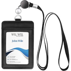 حامل شارة الهوية Will Well مع حبل قابل للسحب، وحبل شارة من النايلون قابل للسحب وحامل بطاقات هوية رأسي مع سلسلة مفاتيح بفتحة بطاقة واحدة للرجال والنساء - طباعة بقرة in Kuwait