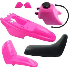 FLYPIG PW50 Plastic Fenders Body Seat Gas Tank Kit，PW50 Body Kit for Yamaha PY50 PW 50 Peewee50 Pink