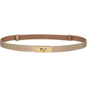 Adjustable Leather Belts For Women For Jeans Dresses Trendy Skinny Belts Fashion Waist Belt With Turn-Lock Buckle