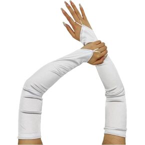 Specell 1920s Satin Fingerless Gloves Long 18.89" Opera Fingerless Glove Bridal Wedding Party Costume Stretchy Glove 10 Color