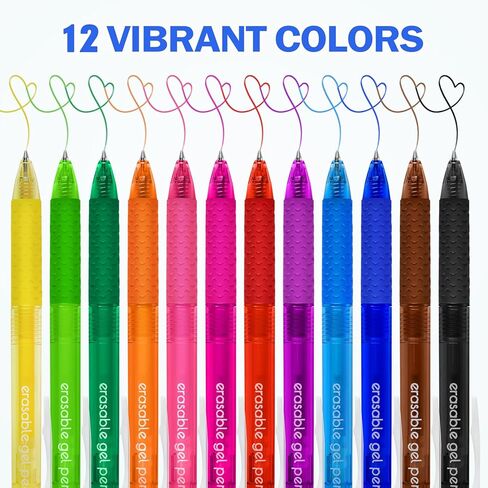 أقلام جل قابلة للمسح، أقلام حبر جل قابلة لإعادة الملء وقابلة للسحب، ذات نقطة دقيقة 0.7 مم، عبوة من 12 قطعة، ألوان متنوعة للكتابة اليومية والرسم وتدوين الملاحظات، مجموعة أقلام للمدرسة والمكتب ومستلزمات المنزل in Kuwait