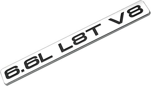 قطعتان جديدتان 6.6 لتر L8T V8 لتر شعارات غاز ثلاثية الأبعاد لغطاء محرك السيارة بديلة لـ 2020-2022 شيفروليه سيلفرادو 2500HD 3500HD Z71 Gmc Sierra باب ملصق لوحة اسم OEM (كروم)، CH-6.6LL8T in Saudi Arabia
