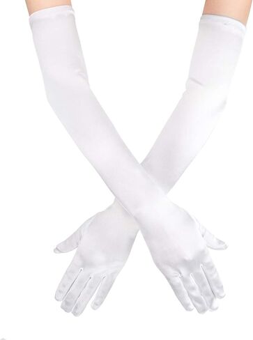 SAVITA Long Elbow Satin Gloves 21 inch Stretchy 1920s Opera Gloves Evening Party Dance Gloves for Women in Saudi Arabia