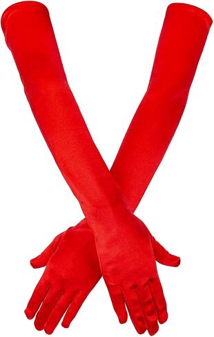 SAVITA Long Elbow Satin Gloves 21 inch Stretchy 1920s Opera Gloves Evening Party Dance Gloves for Women in Saudi Arabia