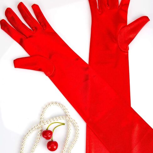 SAVITA Long Elbow Satin Gloves 21 inch Stretchy 1920s Opera Gloves Evening Party Dance Gloves for Women in Saudi Arabia