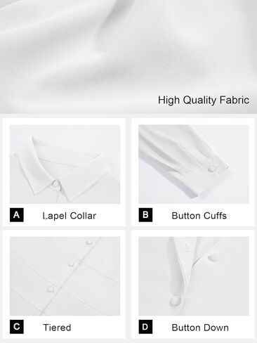 Beautife Women's Plus Size Button Down Shirts Long Sleeve Dressy Casual Blouse V Neck Collared Tiered Slimming Peplum Tops in Saudi Arabia