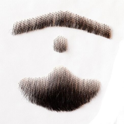 False Mustaches Human Hair Lace Based Fake Beard Black Fake Mustache Fake Hair Realistic Moustache Fake Goatee Costume for Men (Black) in Kuwait