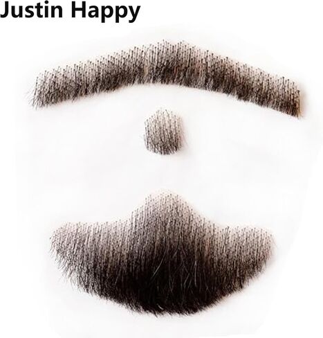False Mustaches Human Hair Lace Based Fake Beard Black Fake Mustache Fake Hair Realistic Moustache Fake Goatee Costume for Men (Black) in Kuwait