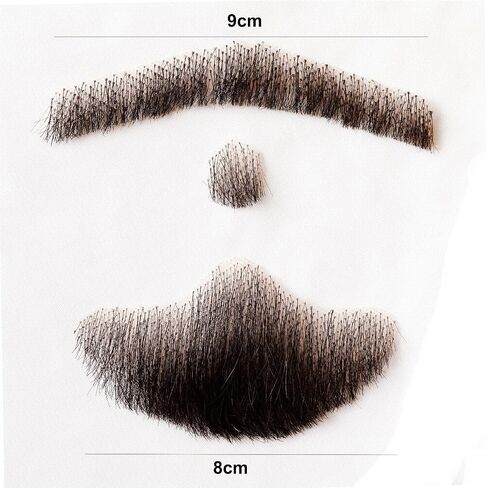 False Mustaches Human Hair Lace Based Fake Beard Black Fake Mustache Fake Hair Realistic Moustache Fake Goatee Costume for Men (Black) in Kuwait