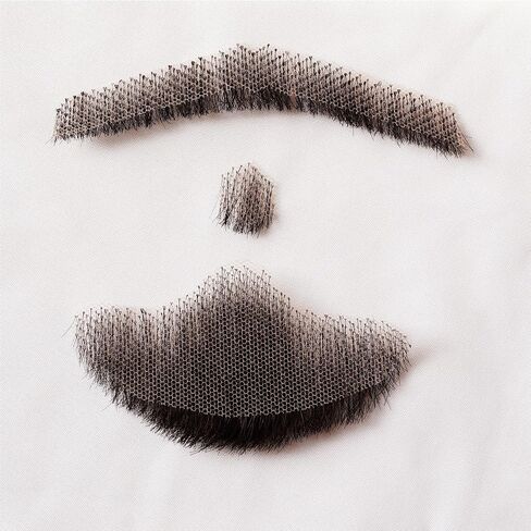 False Mustaches Human Hair Lace Based Fake Beard Black Fake Mustache Fake Hair Realistic Moustache Fake Goatee Costume for Men (Black) in Kuwait