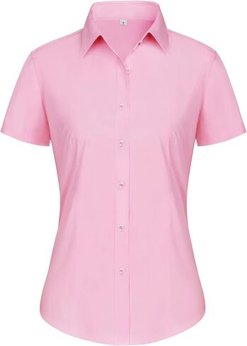 siliteelon Dress Shirts for Women Short Sleeve Cotton Button Down Shirt Basic Button Up Shirt Collared Shirts Work Shirt in Saudi Arabia