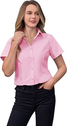 siliteelon Dress Shirts for Women Short Sleeve Cotton Button Down Shirt Basic Button Up Shirt Collared Shirts Work Shirt in Saudi Arabia