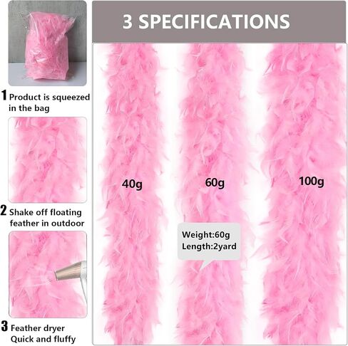 THARAHT 19 Color- 40/60g 2Yard Chandelle Feather Boa Dancing Wedding Party Halloween Costume Decoration Feathers boa in Kuwait