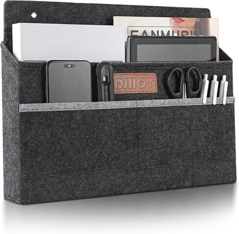 Under Desk Storage,Wall Mounted Storage Bag Organizer,Side Desk Organizer,Hanging Standing Desk Accessories,2 swivelling hooks,Three Pocket Design Gray Dirty Resistant Felt in Saudi Arabia