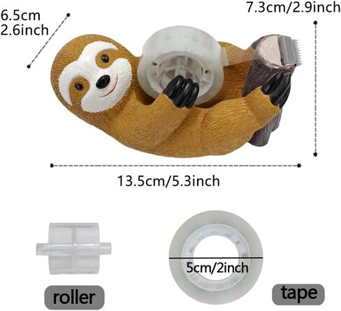 Cute Tape Dispenser Animal Desk Tape Holder Fun Sloth Small Tape Dispenser, for Office Schools Home Kids Wrapping Gifts Novelty Clear Tape Dispenser (Sloth) in Saudi Arabia