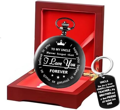 to My Uncle Pocket Watch Black Watch Gifts for Uncle from Nephew Niece in Saudi Arabia