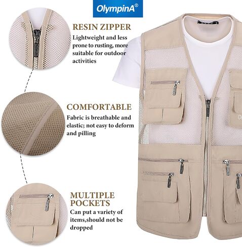 Mens Fishing Vest Safari Hiking Travel Photography with Multi Pocket Work Vest in Saudi Arabia