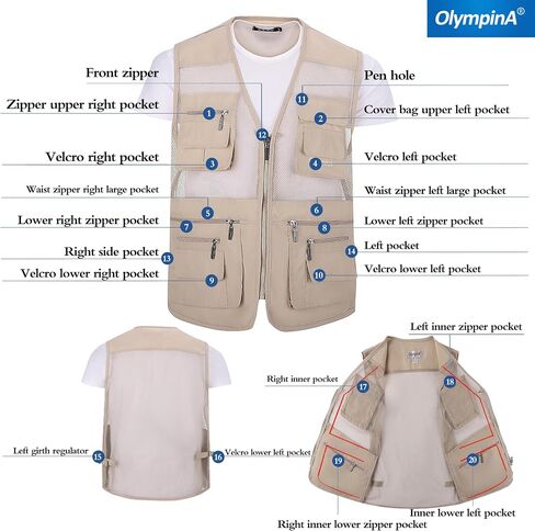 Mens Fishing Vest Safari Hiking Travel Photography with Multi Pocket Work Vest in Saudi Arabia