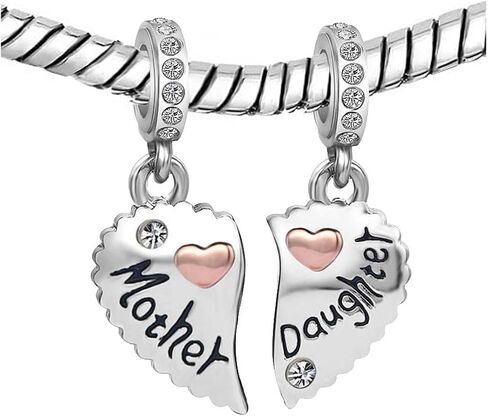 الأم والابنة والأخوات أفضل الأصدقاء Bestie Rose Gold Heart Puzzle المتدلية لعيد الميلاد المتوافقة مع سوار Pandora in Kuwait