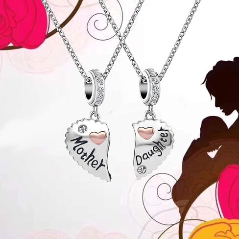 الأم والابنة والأخوات أفضل الأصدقاء Bestie Rose Gold Heart Puzzle المتدلية لعيد الميلاد المتوافقة مع سوار Pandora in Kuwait