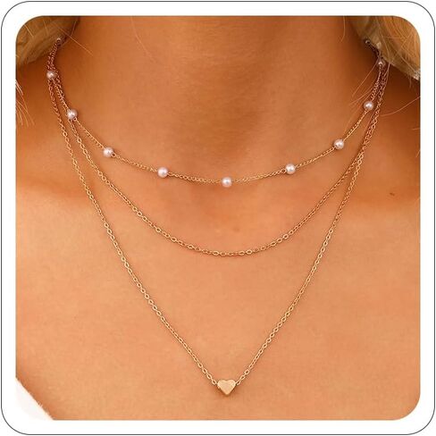 Gold Pearl Necklaces for Women 18K Gold Plated Pearl Necklaces Minimalist Fresh Water Pearl Necklace Dainty White Pearl Choker Pendant Accessories Jewelry in Kuwait