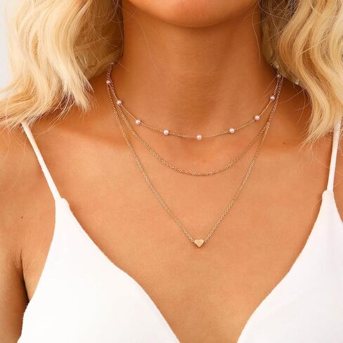 Gold Pearl Necklaces for Women 18K Gold Plated Pearl Necklaces Minimalist Fresh Water Pearl Necklace Dainty White Pearl Choker Pendant Accessories Jewelry in Kuwait