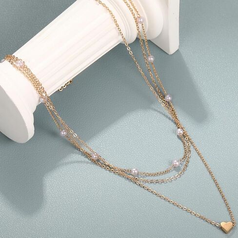 Gold Pearl Necklaces for Women 18K Gold Plated Pearl Necklaces Minimalist Fresh Water Pearl Necklace Dainty White Pearl Choker Pendant Accessories Jewelry in Kuwait