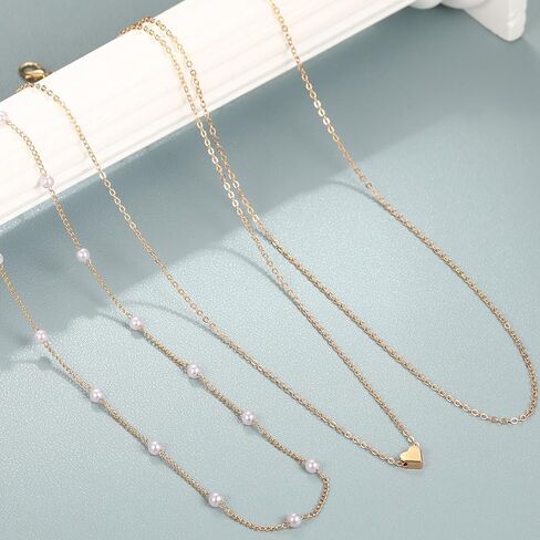 Gold Pearl Necklaces for Women 18K Gold Plated Pearl Necklaces Minimalist Fresh Water Pearl Necklace Dainty White Pearl Choker Pendant Accessories Jewelry in Kuwait