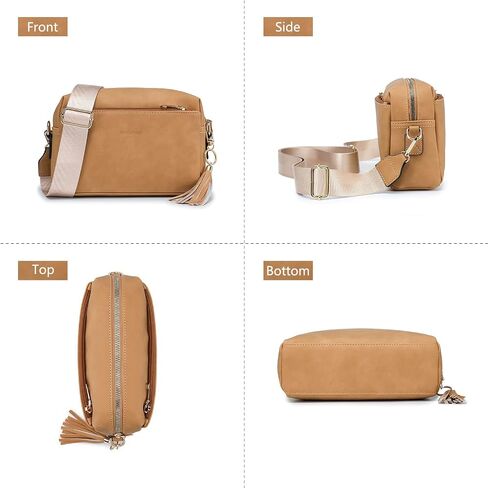 Triple Zip Small Crossbody Bag for women,Wide Strap Cell Phone Purse Shoulder Handbag Wallet with Credit Card Slots in Kuwait