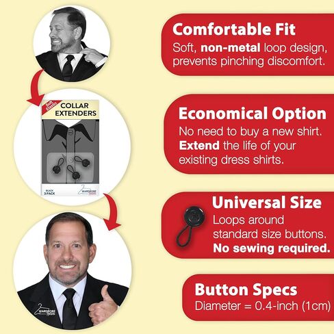 Collar Extenders for Mens Shirts Soft Elastic Expand Tight Neck Relief Dress Shirt Button Extensions in Saudi Arabia