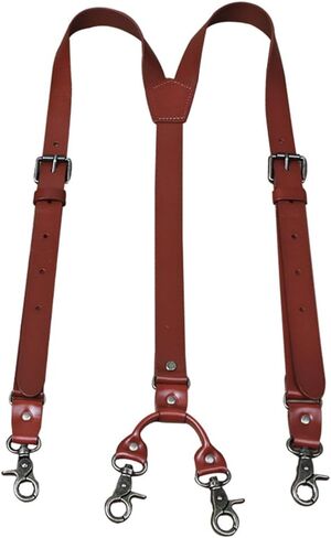 Leather Mens Suspenders Heavy Duty Y Back Adjustable with 4 Metal Snap Hooks Vintage Mens Suspenders Brace Big and Tall in Saudi Arabia