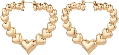 أقراط على شكل قلب مجوف شخصية ذهبية وفضية أقراط على شكل قلب الحب هدية عيد الحب في عيد الأم in Kuwait
