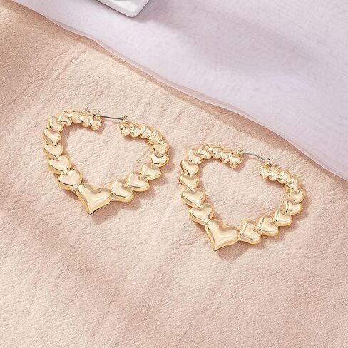 أقراط على شكل قلب مجوف شخصية ذهبية وفضية أقراط على شكل قلب الحب هدية عيد الحب في عيد الأم in Kuwait