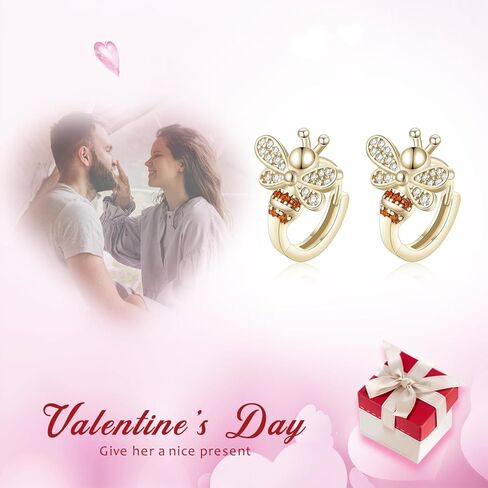 أقراط حلقية صغيرة من الفضة الإسترلينية عيار 925 من EleQueen CZ ذهبية اللون للنساء والفتيات in Kuwait