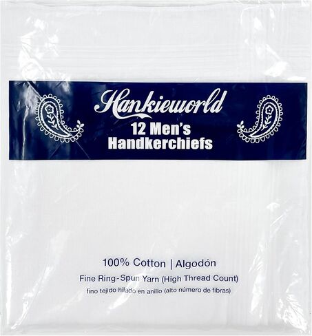 White Handkerchiefs Cotton 12 Pack 13 Pack Satin Hankies for Men, 16 inch with Nice Package in Saudi Arabia