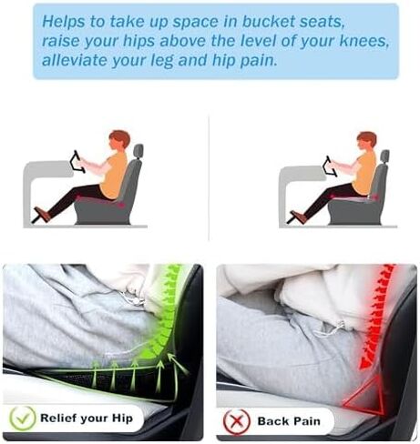 وسادة مقعد السيارة إسفين، وسادة مقعد شاحنة من الإسفنج الذكي لسائق مقعد السيارة - عرق النسا وتخفيف آلام الظهر - تعزيز راحة القيادة in Kuwait