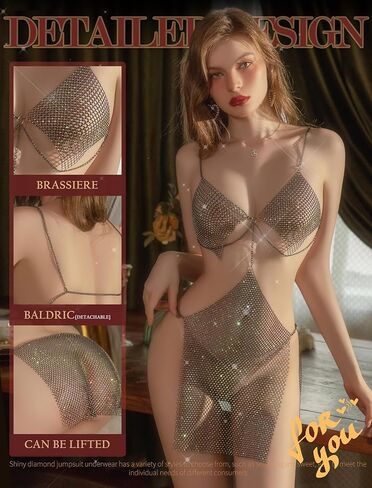 ADSEXY مجموعة الملابس الداخلية للنساء مثير فستان شبكي سلسلة قمصان النوم تيدي ارتداءها حجر الراين بيبي دول قميص نادي الحفلات فستان سهرة in Kuwait