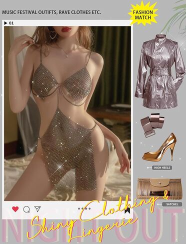 ADSEXY مجموعة الملابس الداخلية للنساء مثير فستان شبكي سلسلة قمصان النوم تيدي ارتداءها حجر الراين بيبي دول قميص نادي الحفلات فستان سهرة in Kuwait