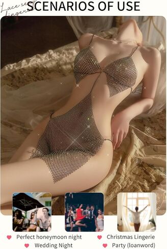 ADSEXY مجموعة الملابس الداخلية للنساء مثير فستان شبكي سلسلة قمصان النوم تيدي ارتداءها حجر الراين بيبي دول قميص نادي الحفلات فستان سهرة in Kuwait