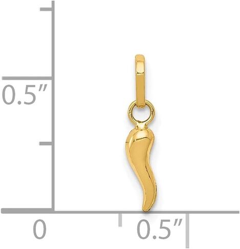 Diamond2Deal 14k Yellow Gold Italian Horn Pendant Fine Jewelry for Women (L- 12 mm, W- 3 mm) in Saudi Arabia