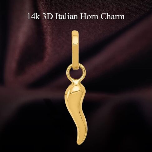 Diamond2Deal 14k Yellow Gold Italian Horn Pendant Fine Jewelry for Women (L- 12 mm, W- 3 mm) in Saudi Arabia